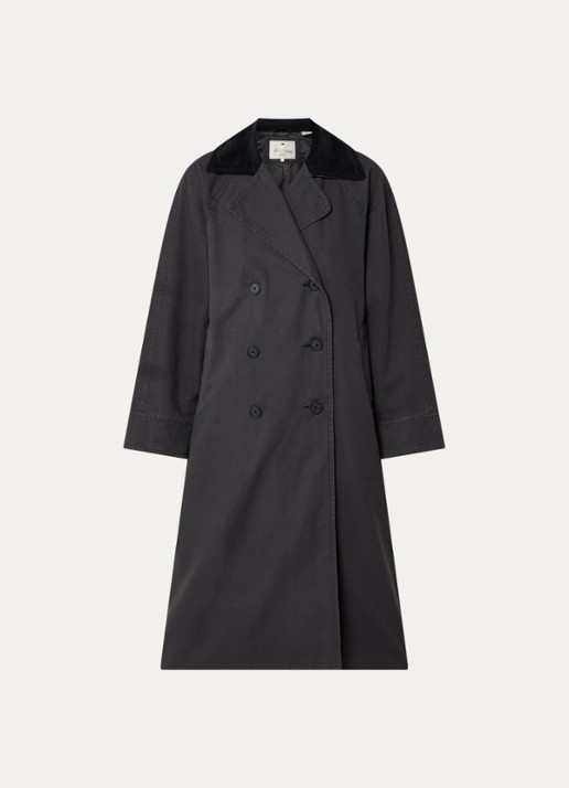 Levi's Bree Barn double-breasted trenchcoat met details van corduroy - voorkant antraciet