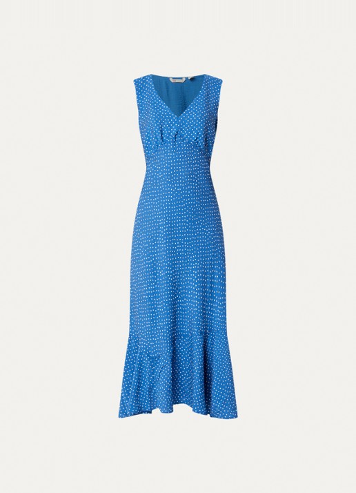 Levi's Brita maxi jurk met strikceintuur - voorkant 3 lichtblauw