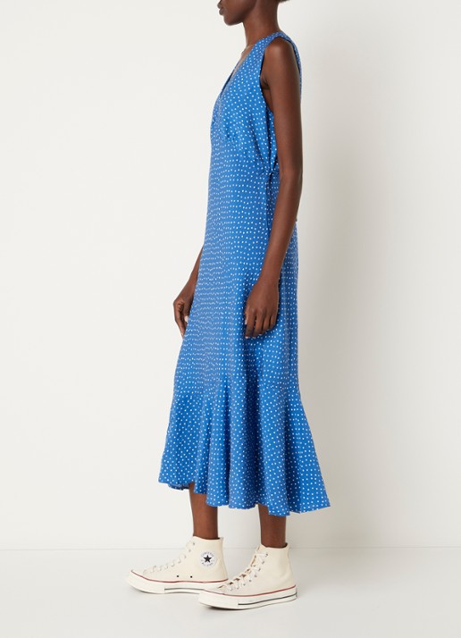 Levi's Brita maxi jurk met strikceintuur - voorkant 4 lichtblauw