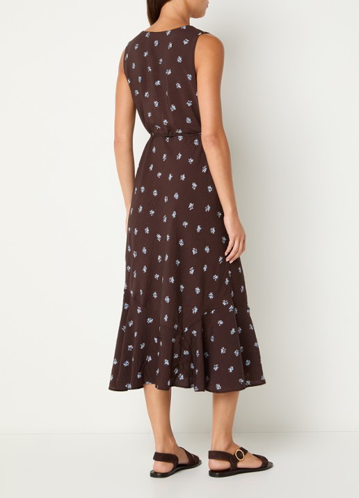 Levi's Brita midi jurk met bloemenprint - achterkant 2 donkerbruin