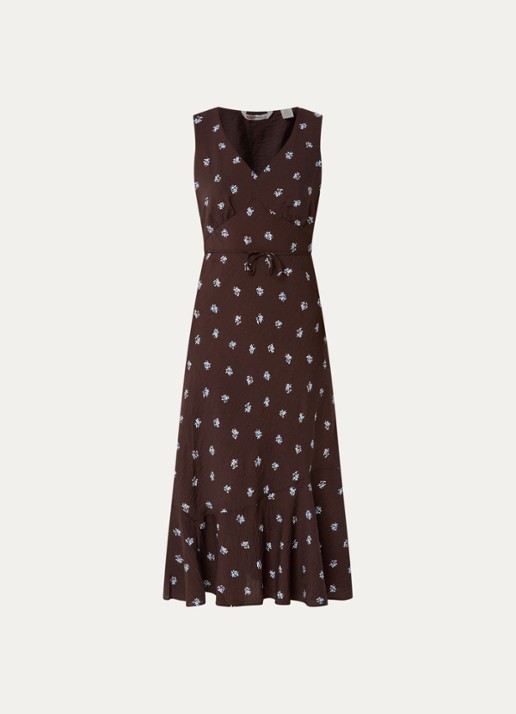 Levi's Brita midi jurk met bloemenprint - voorkant 3 donkerbruin