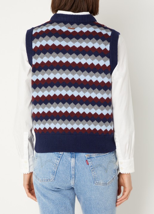 Levi's Charlie fijngebreide spencer in wolblend - achterkant 3 donkerblauw