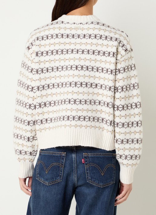 Levi's Charlotte fijngebreid vest in wolblend met ingebreid patroon - achterkant beige