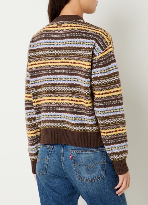 Levi's Charlotte fijngebreid vest in wolblend met ingebreid patroon - achterkant 2 bruin