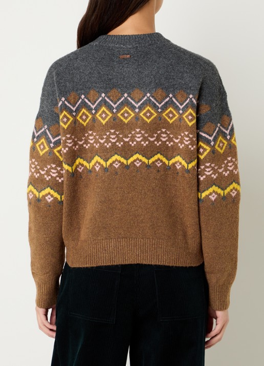 Levi's Charlotte fijngebreide trui in wolblend met ingebreid patroon - achterkant 4 camel