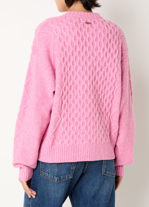 Levi's Charlotte grofgebreid vest in wolblend - achterkant 4 roze