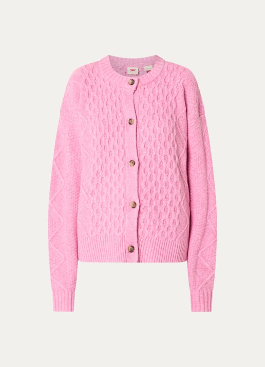 Levi's Charlotte grofgebreid vest in wolblend - voorkant roze