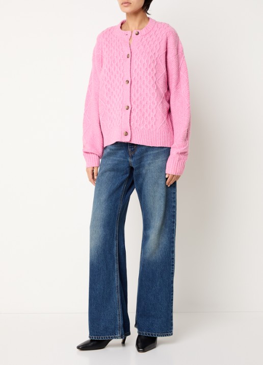 Levi's Charlotte grofgebreid vest in wolblend - voorkant 2 roze