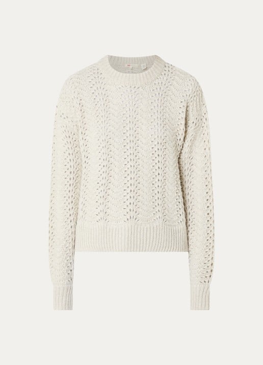Levi's Charlotte grofgebreide trui in wolblend met lurex - voorkant 3 ivoor