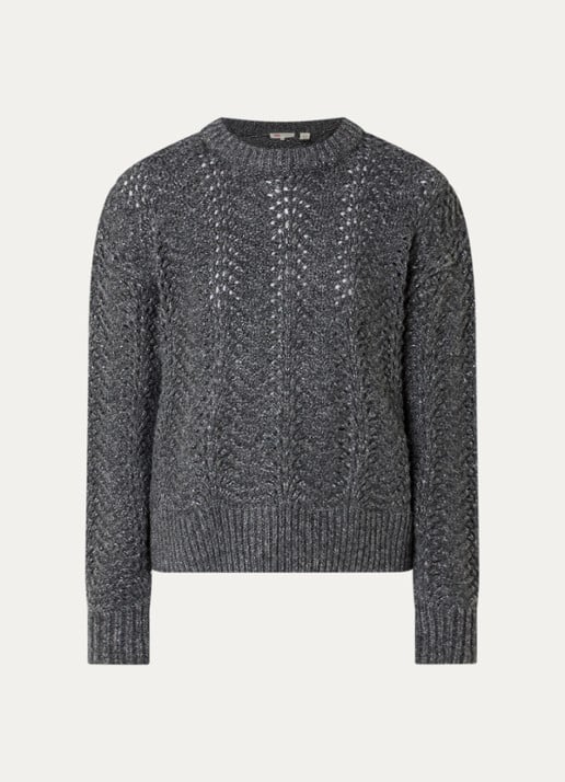 Levi's Charlotte grofgebreide trui in wolblend met lurex - voorkant donkergrijs