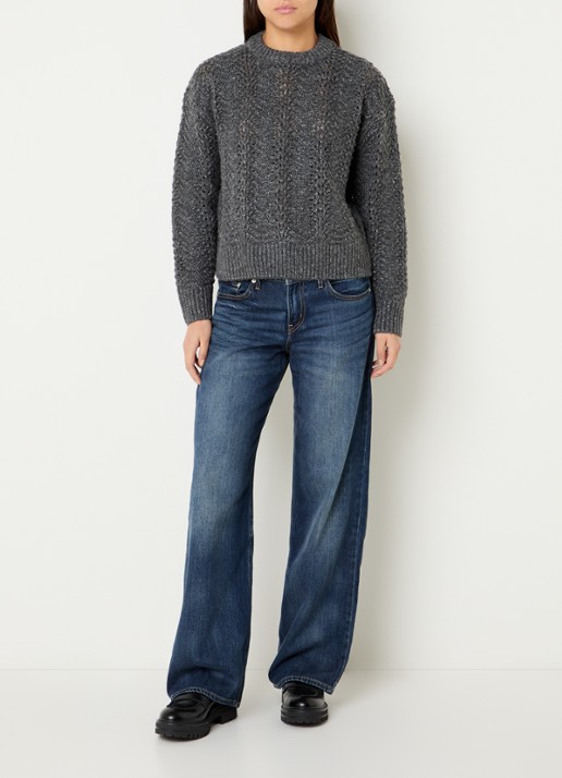 Levi's Charlotte grofgebreide trui in wolblend met lurex - voorkant 2 donkergrijs