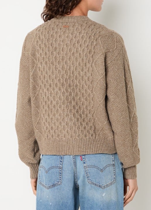 Levi's Charlotte kabelgebreid vest in wolblend - achterkant 4 beige