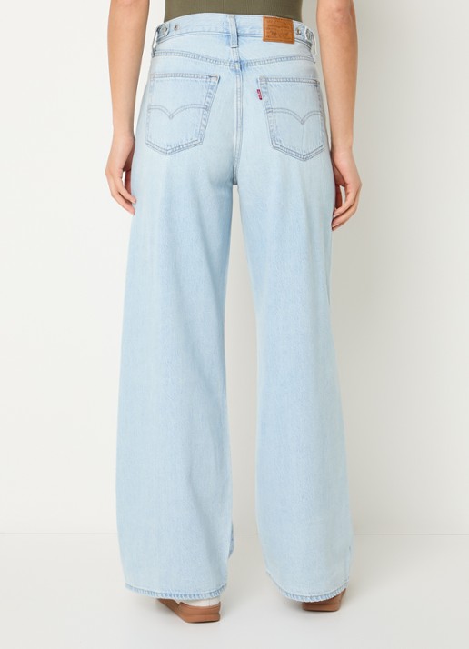 Levi's Cinch high waist wide leg jeans met lichte wassing - achterkant 5 indigo