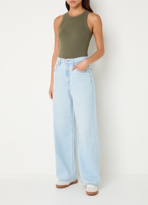 Levi's Cinch high waist wide leg jeans met lichte wassing - voorkant 2 indigo