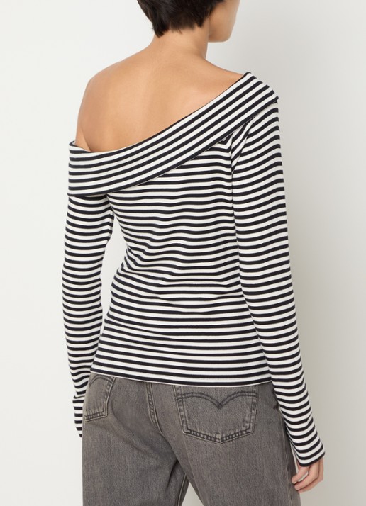 Levi's Clara fijngebreide off shoulder trui met streepprint - achterkant 2 wit