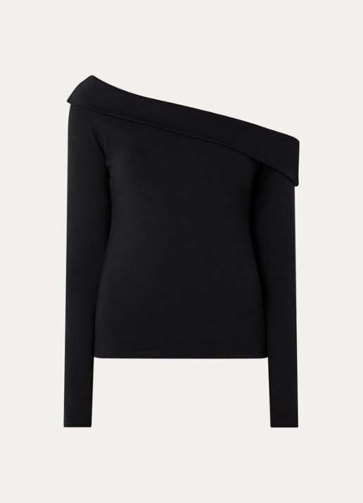 Levi's Clara one shoulder top met overslag - voorkant zwart