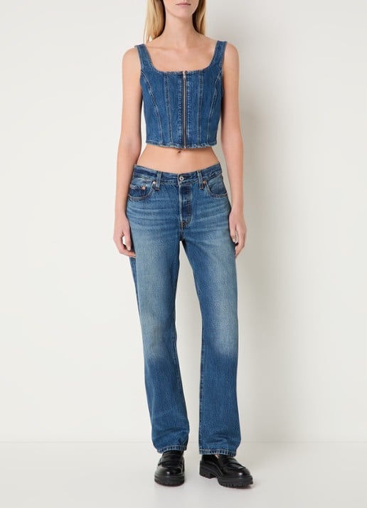 Levi's Crop top van denim - voorkant 2 indigo