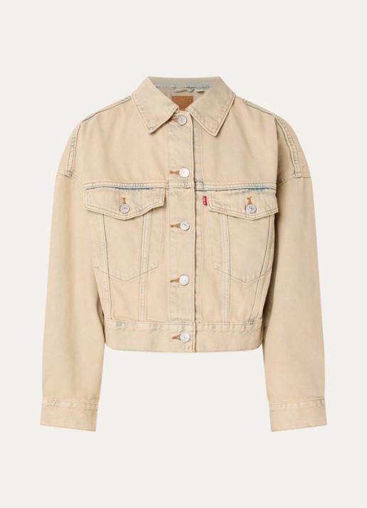 Levi's Cropped jack met verwassen afwerking - voorkant beige