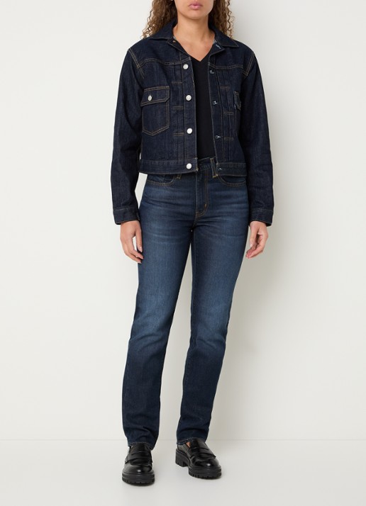 Levi's Cropped spijkerjas met opgestikte zakken - voorkant 2 donkerblauw