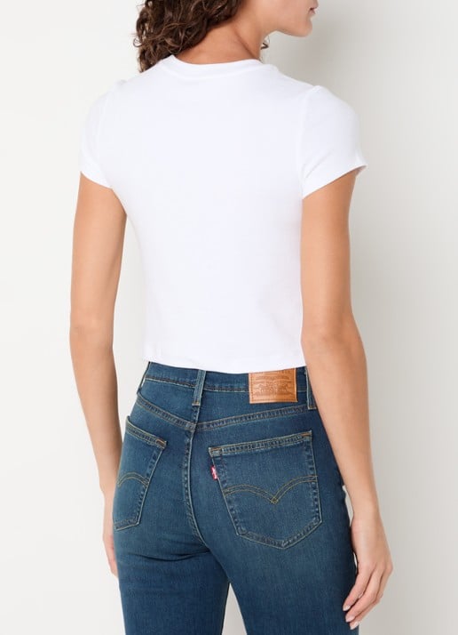 Levi's Cropped T-shirt met logoborduring - achterkant 4 wit