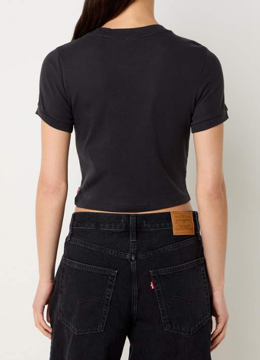 Levi's Cropped T-shirt met logoprint - achterkant 4 zwart