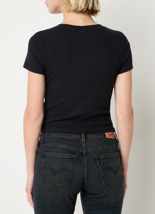 Levi's Cropped T-shirt met ribstructuur en logo - achterkant 4 zwart