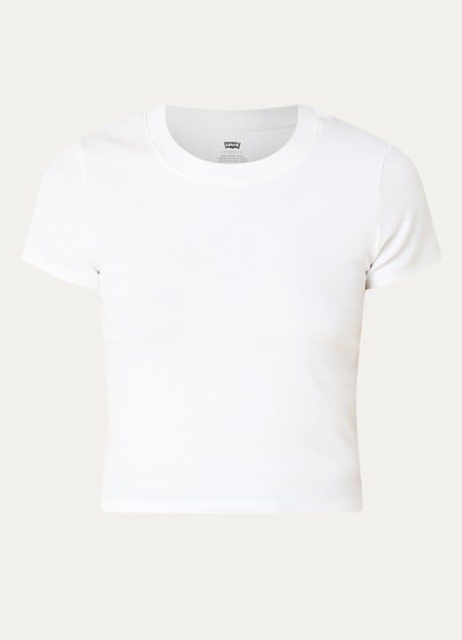 Levi's Cropped T-shirt met ronde hals - voorkant wit