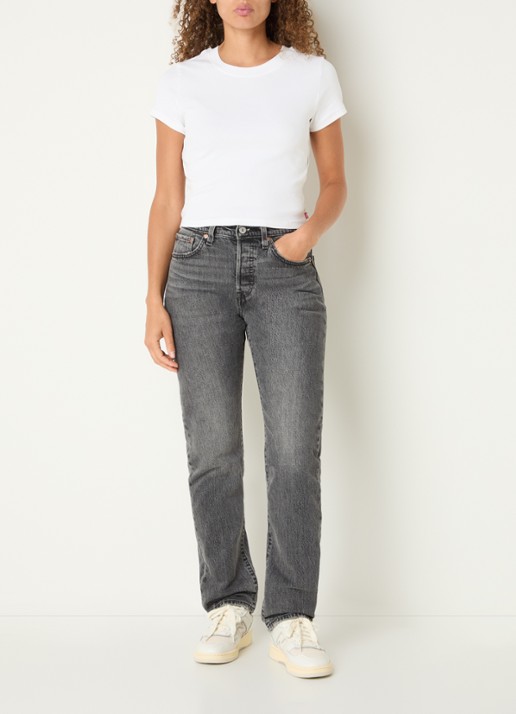 Levi's Cropped T-shirt met ronde hals - voorkant 2 wit