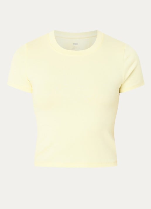 Levi's Cropped T-shirt met ronde hals - voorkant lichtgeel