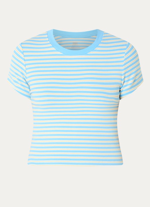 Levi's Cropped T-shirt met streepprint - voorkant 2 lichtblauw