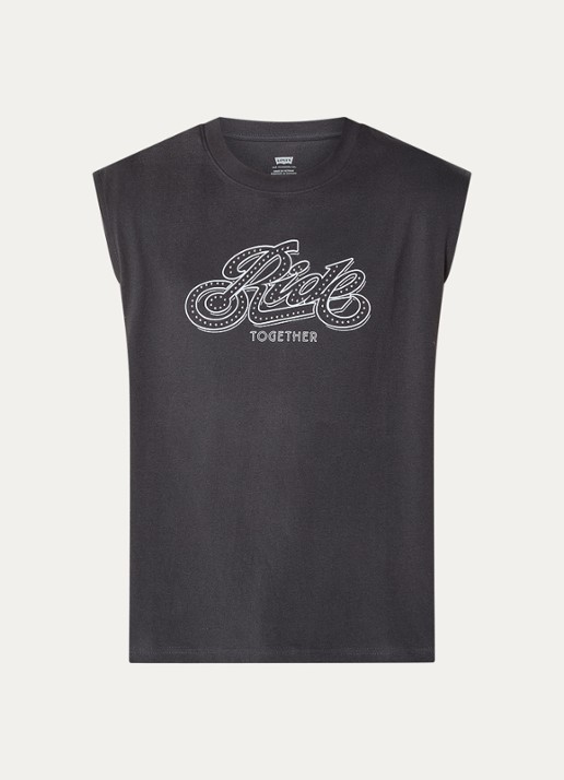 Levi's Cropped tanktop met strass - voorkant antraciet