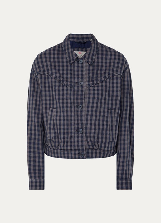 Levi's Dani overshirt met ruitdessin - voorkant donkerblauw