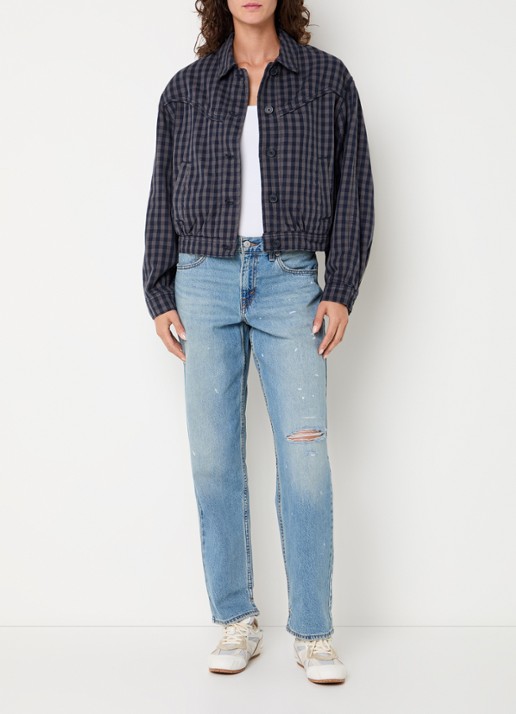 Levi's Dani overshirt met ruitdessin - voorkant 2 donkerblauw