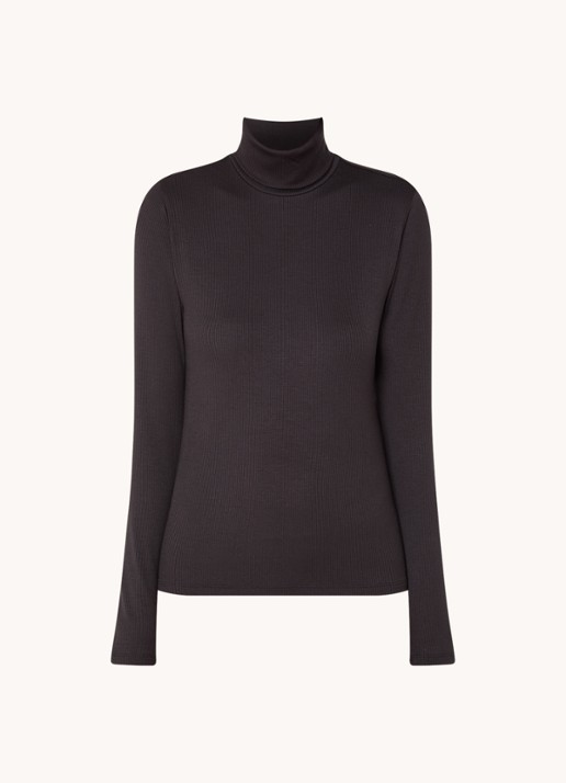 Levi's Dreamy ribgebreide longsleeve met col  - voorkant zwart