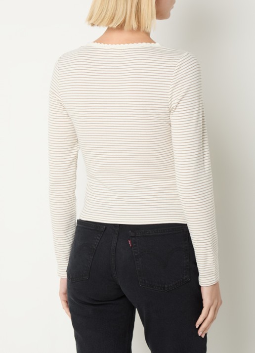 Levi's Dry Goods longsleeve met streepprint - achterkant 3 beige