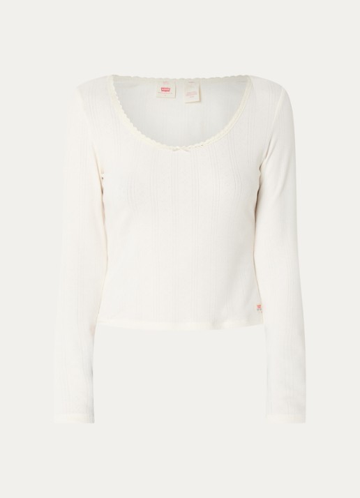 Levi's Dry Goods longsleeve met structuur - voorkant wit