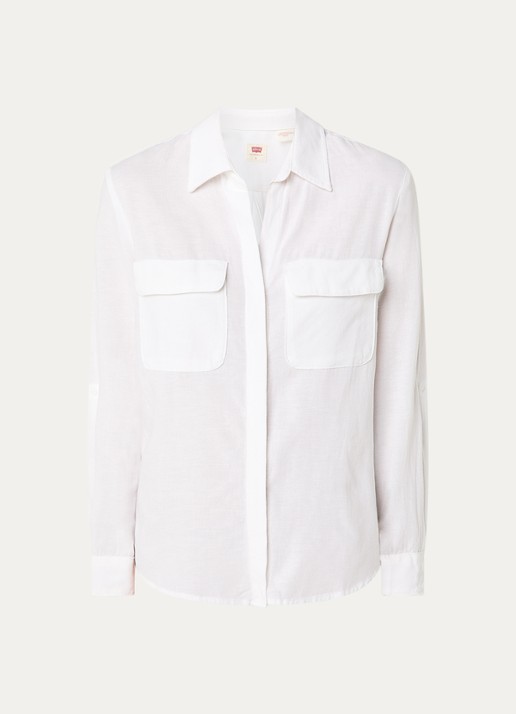Levi's Elaine blouse in linnenblend met borstzakken - voorkant 3 wit