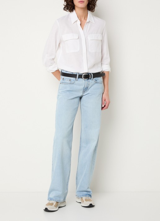 Levi's Elaine blouse in linnenblend met borstzakken - voorkant 4 wit