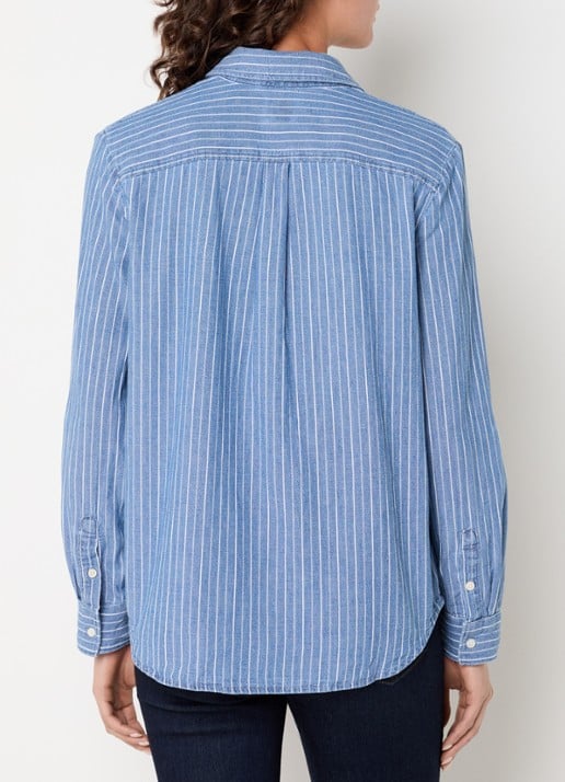 Levi's Elaine blouse met streepprint en borstzakken - achterkant 3 staalblauw