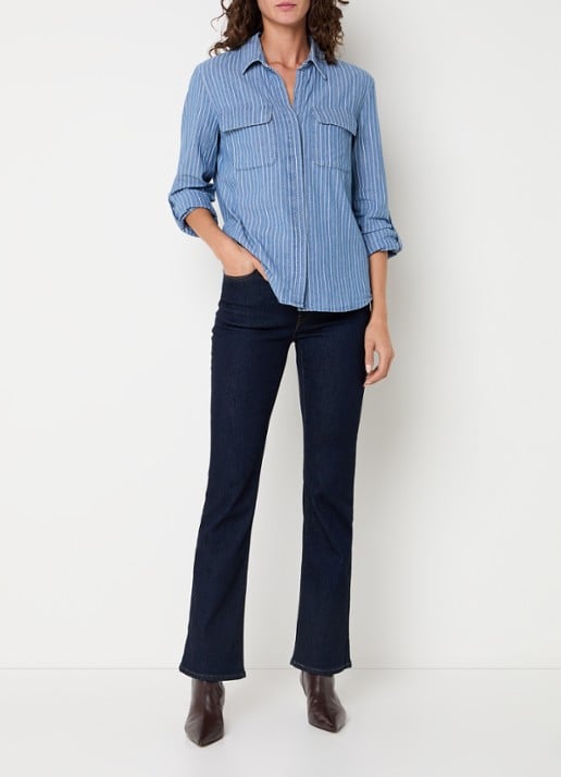 Levi's Elaine blouse met streepprint en borstzakken - voorkant 2 staalblauw