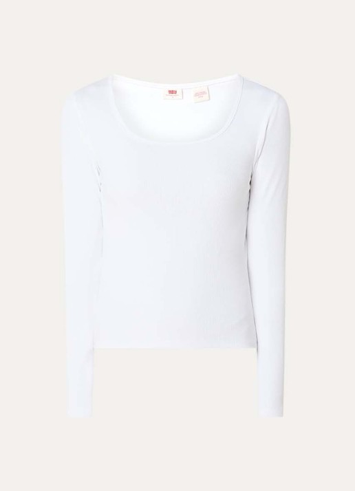 Levi's Essential ribgebreide top met stretch - voorkant wit