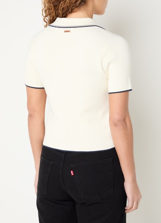 Levi's Faith polo met ribstructuur - achterkant 3 gebroken wit
