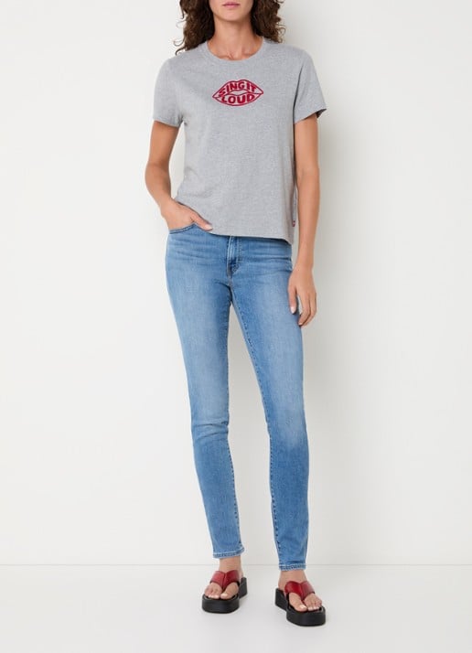 Levi's Favorite T-shirt met flockprint - voorkant 3 grijsmele