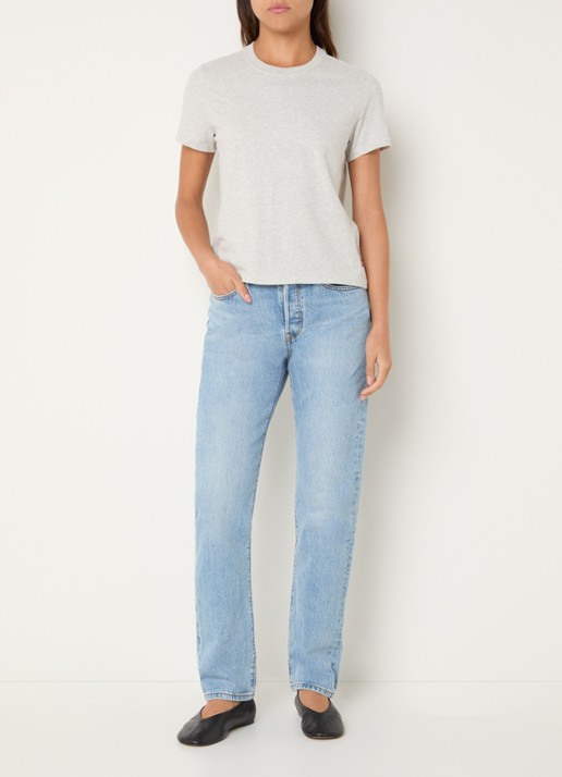 Levi's Favorite T-shirt met gemêleerd dessin - voorkant 4 grijsmele