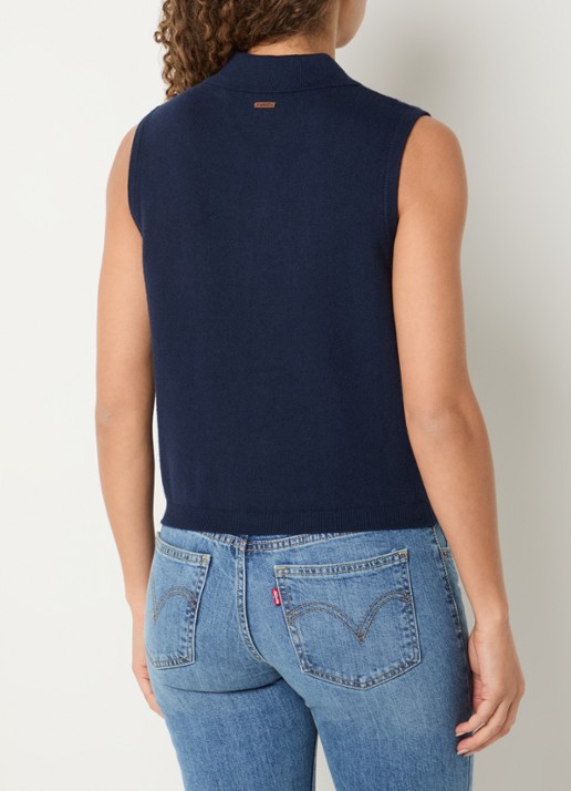 Levi's Fijngebreid gilet met ruches - achterkant 4 donkerblauw