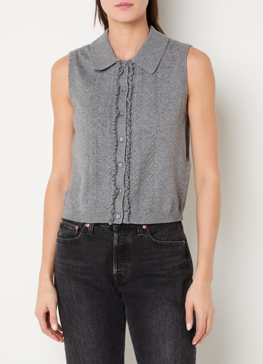 Levi's Fijngebreid gilet met strcutuur - detail 4 grijs