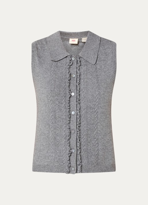 Levi's Fijngebreid gilet met strcutuur - voorkant 2 grijs
