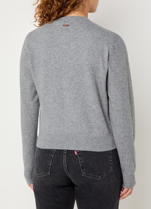 Levi's Fijngebreid vest met gemêleerd dessin - achterkant grijsmele