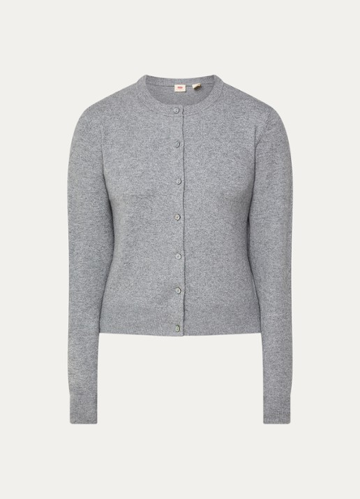 Levi's Fijngebreid vest met gemêleerd dessin - voorkant 2 grijsmele