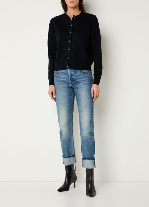 Levi's Fijngebreid vest met ronde hals - voorkant 4 zwart